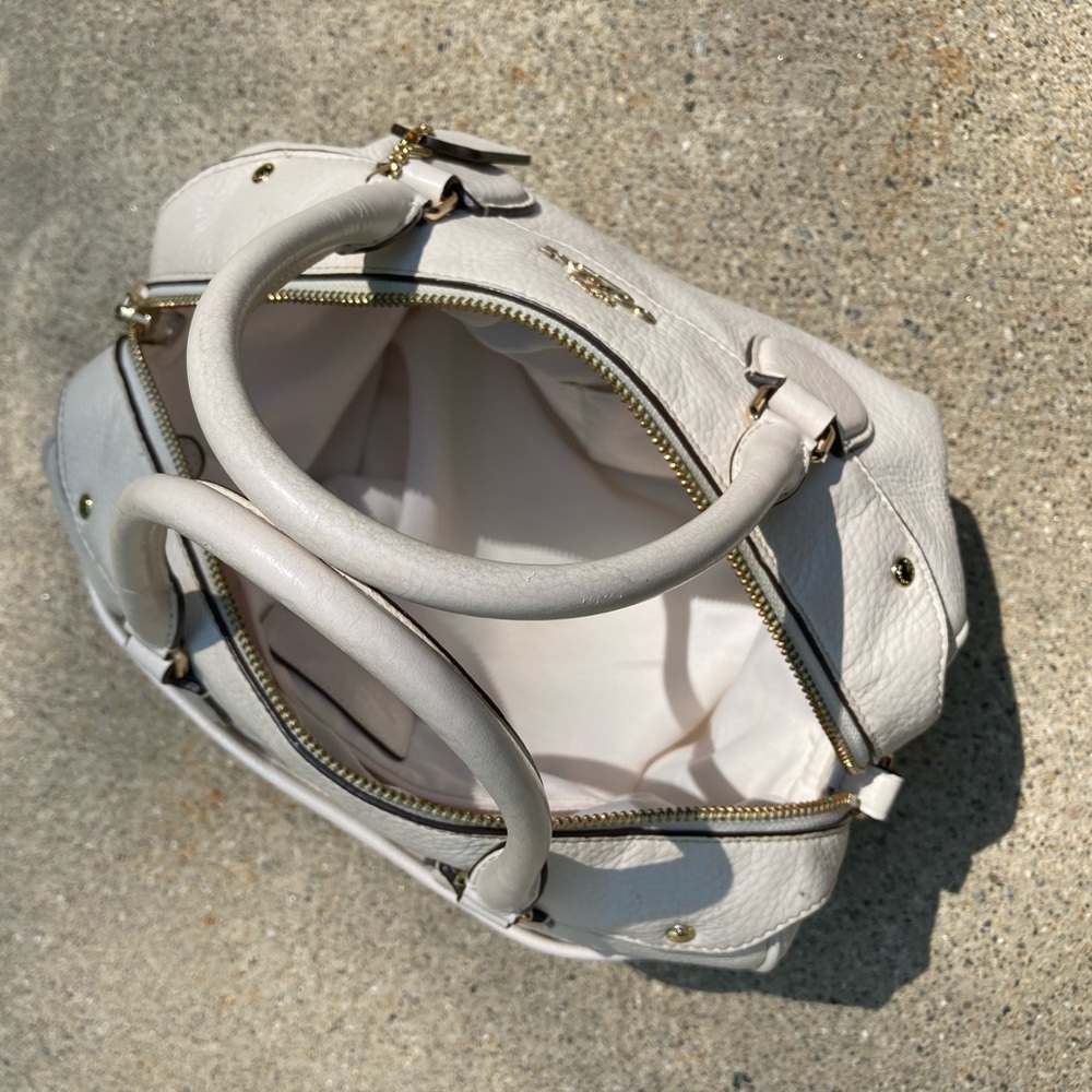 Coach Mini Bennett White Cream Chalk Color Soft Pebbled Leather Satchel Hand Bag - Picture 12 of 17